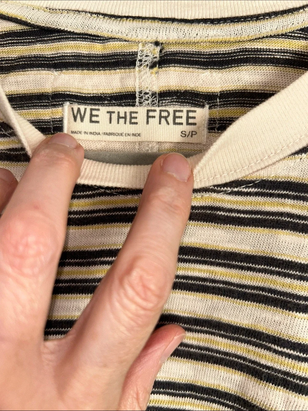 Free People NWOT All Love Striped Pocket Tee Size Small in Tea Combo